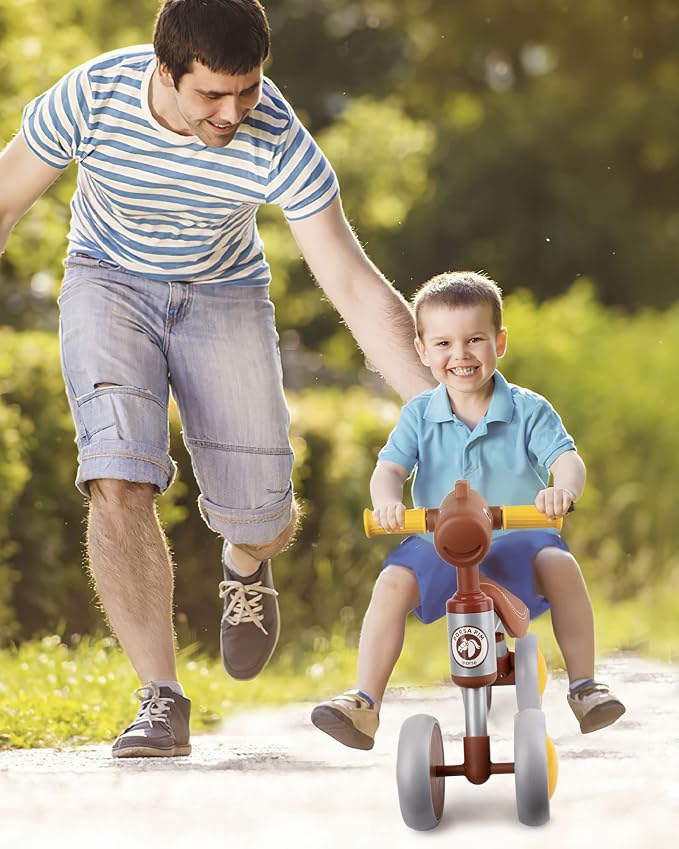 PerKidern Baby Balance Bike for 1-2 Year Old Boy Girl, Balance Bike for 12-24 Months 4 Wheels Toddler Balance Bike, Baby Bike 1+ Years Toy First Birthday Gifts