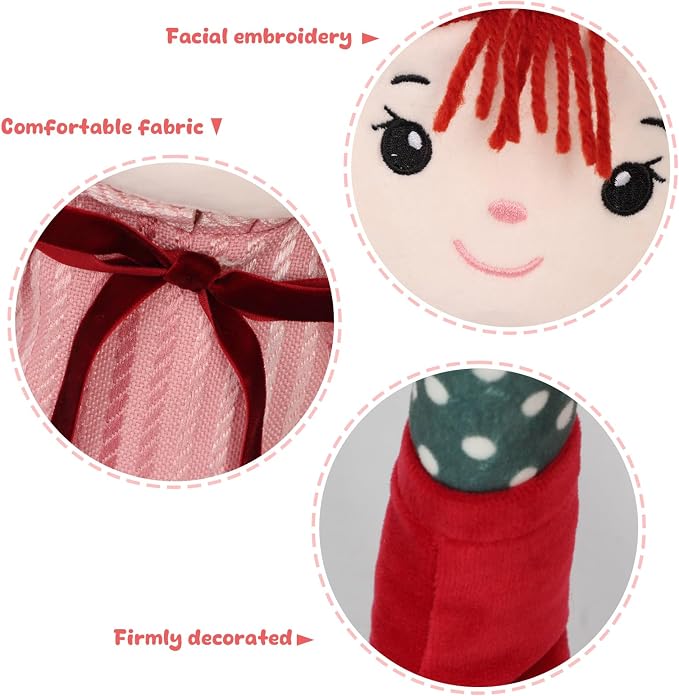Soft Baby Doll Toys (16'') Baby Rag Doll for Girls Birthday Gifts Cuddly Plush Toys for Toddler Kids (Red)