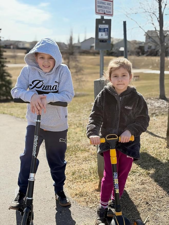 Nattork Kick Scooter for Age 6+ Kids Teens Adults, Max Load 240 LBS, Adjustable Height Foldable with 8" Large Wheels, Anti-Shock Suspension