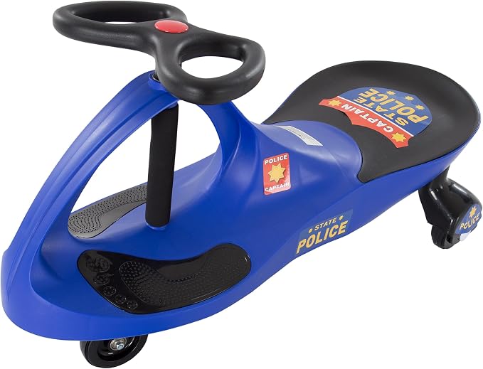 Wiggle Car - Police Ride on Toy for Ages 3 Years and Up with No Batteries, Gears, or Pedals Just Twist, Wiggle, and Go by Lil’ Rider (Blue)