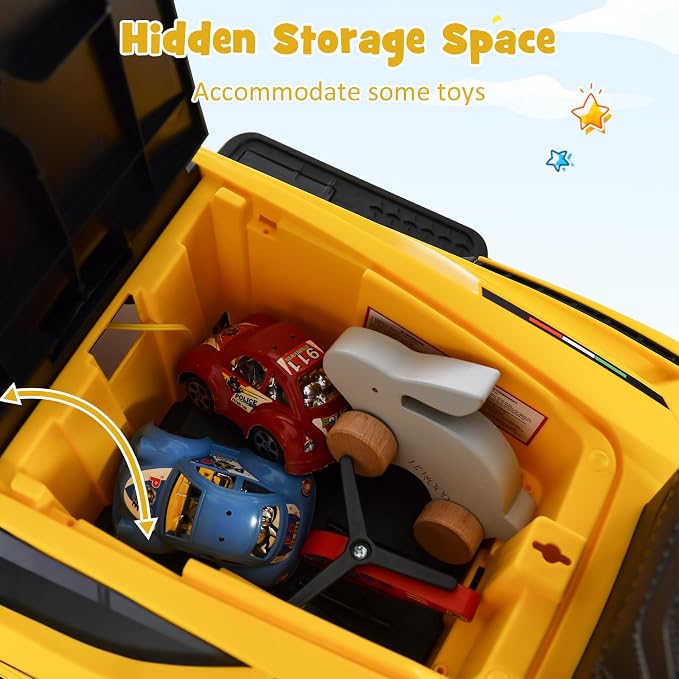 INFANS 3 in 1 Ride on Push Car, Licensed Lamborghini Baby Stroller Sliding Walking with Parent Control Handle, Music, Headlight, Under Seat Storage, Kids Foot-to-Floor Toy for 18-60 Months (Yellow)