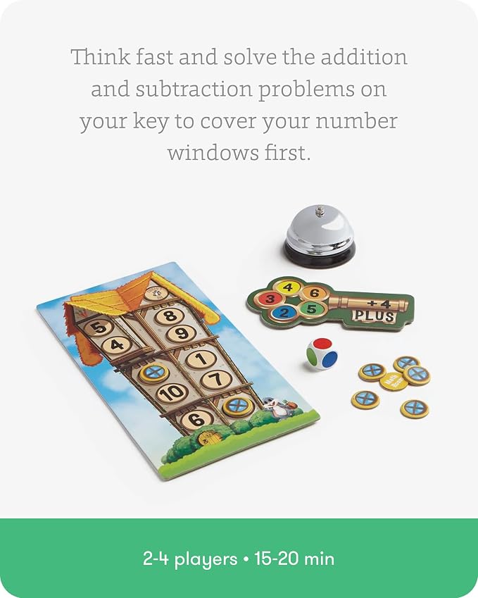 SimplyFun Math Room - Educational Game - Quick Thinking & Fun Games for Kids Ages 5 & Up - Fast Solving Addition & Subtraction Game - 2 to 4 Players