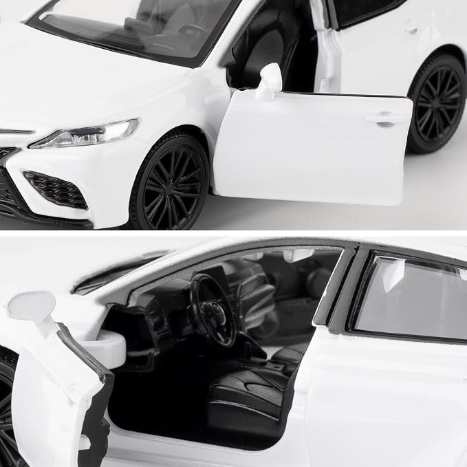 RMZ City 1:36 Camry XSE Car Model, Diecast Pull Back Model Toy Car, Doors Open, Collection Kids Toy for Aged 3 and up, Gift White