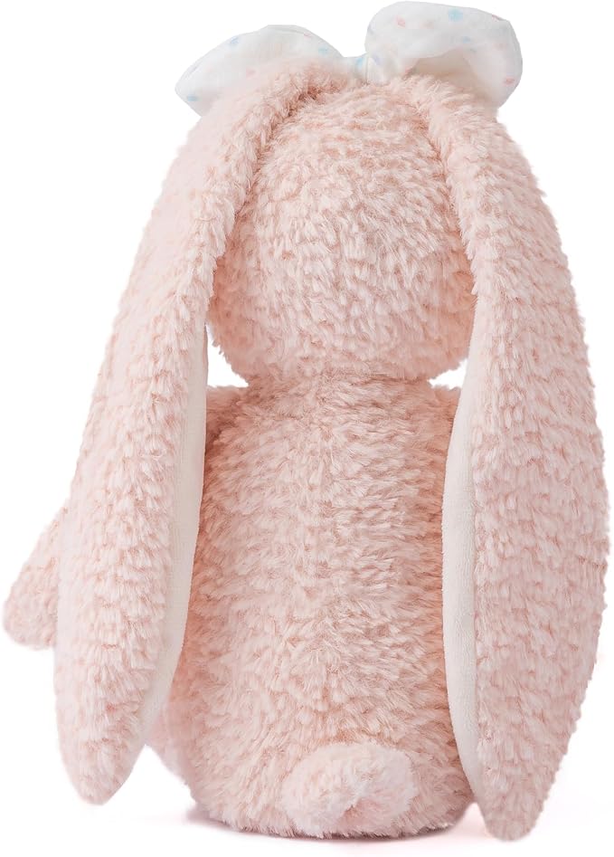 Bunny Stuffed Animal Soft Rabbit Cuddly Toy 10'' Long - Eared Plush Bunny with White Bow Headband Plush Toys for Babies and Toddlers