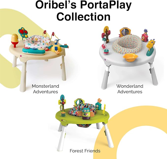 ORIBEL PortaPlay 3-in-1 Activity Center - Convertible Baby Activity Center | Patented Bouncy Seat with Stable Foot Support | 5 Months+ | Portable Infant Activity Table | Enchanted Garden