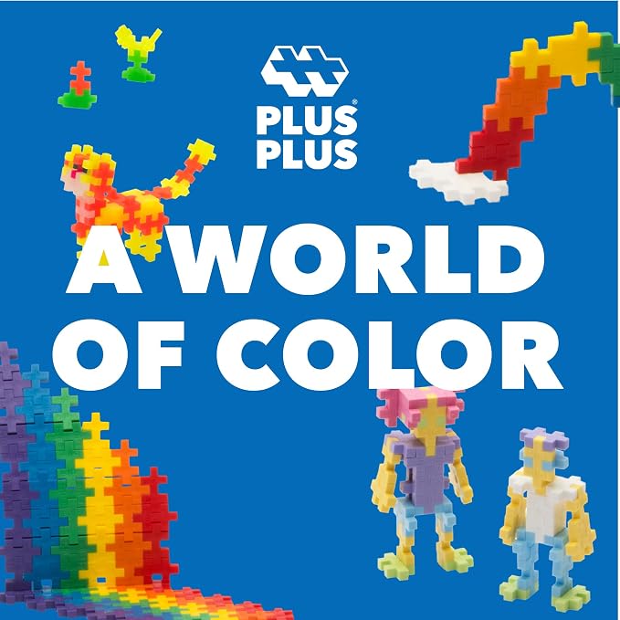Plus Plus - Open Play Set - 7,000 Piece in Storage Tub - Basic, Neon, & Pastel Color Mix - Construction Building Stem Toy, Interlocking Mini Puzzle Blocks for Kids