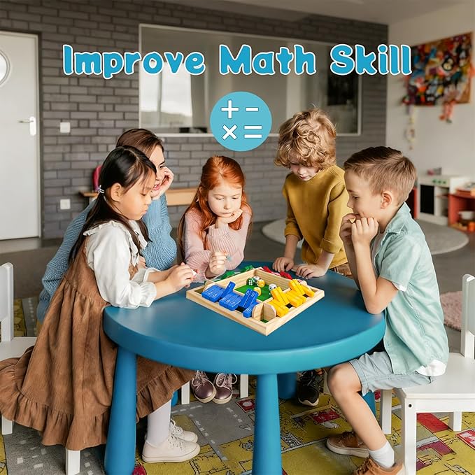 Shut The Box Dice Game for 2-4 Player Wooden Dice Game Math Games Close The Box Family Dice Board Games for Kids Adults, Tabletop Version Games for Classroom, Home, Easter Day, Party or Pub