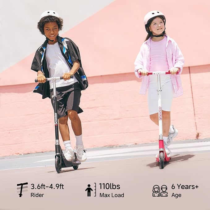 iScooter IK3 Serious Electric Scooter for Kids Aged 6-12, 3/6/10MPH Speed, Dual Brake System, 3 Heights (IK3Pro), Magnetic Charging, Colorful Lights, LED Display, 150W Motor Kids Scooter