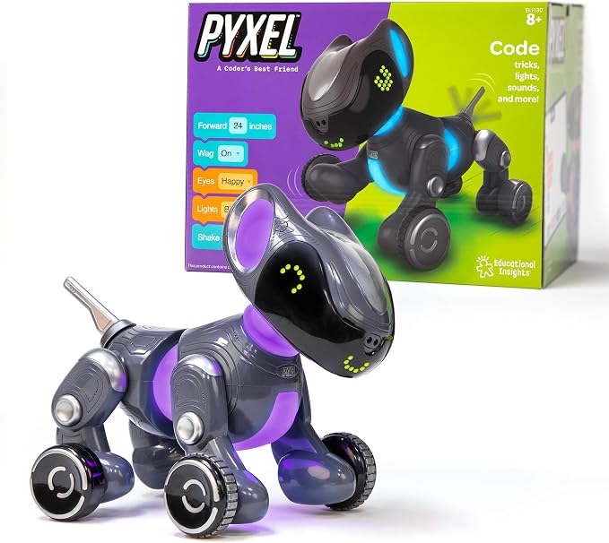 Educational Insights PYXEL A Coder's Best Friend - Programmable Coding Robot for Kids with Blockly & Python Languages, Learn Early Robotics, Kids Robot & STEM Toys for Boys and Girls Ages 8+