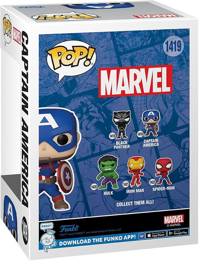Funko Pop Marvel - Captain America - Marvel Comics - Collectable Vinyl Figure - Gift Idea - Official Merchandise - Toys for Kids & Adults - Superheroes Fans - Model Figure for Collectors and Display