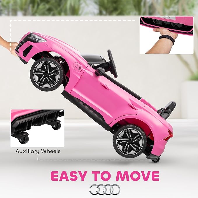 Aosom Licensed Audi RS e-tron GT 12V Ride On Car Truck for Kids, Electric Car Ride On Vehicle w/Parent Remote Control, Music, Lights, for Toddlers, Pink