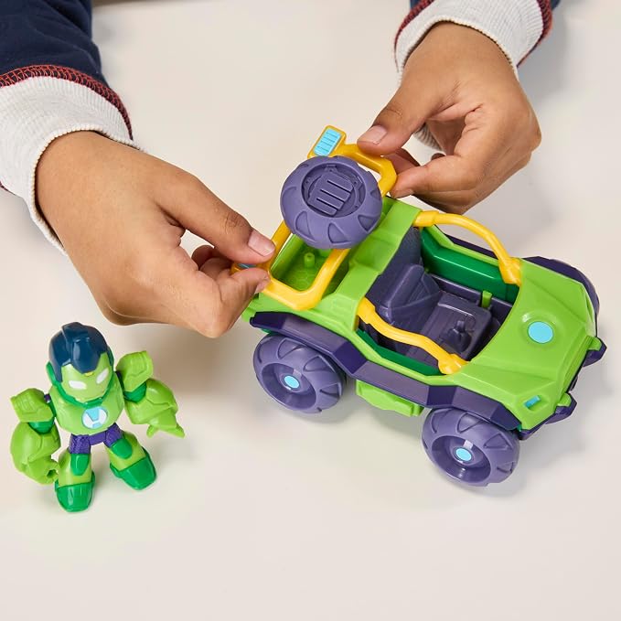 Marvel Iron Man and his Awesome Friends Iron Hulk Iron Racer Action Figure & Toy Vehicle, 3-Inch Super Hero Toys for Kids, Ages 3+