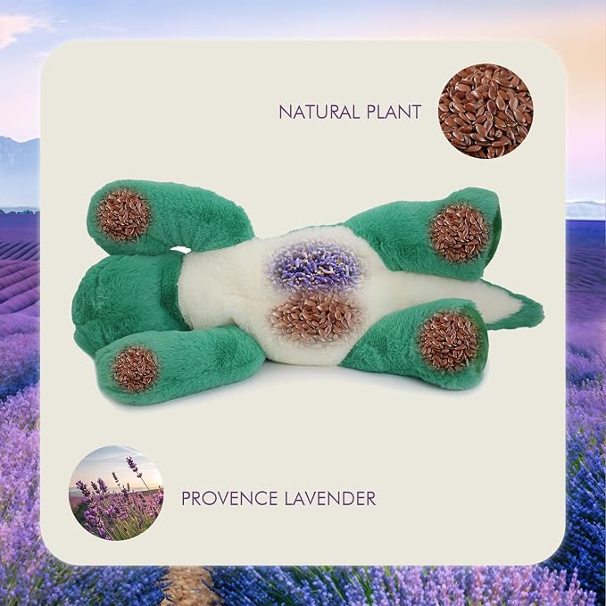 OSOCU® Microwavable & 1.8 LB Weighted Stuffed Animal - Green Dino Heating Pad with Lavender & Tourmaline - Soothing Warm Heatable Plush Toy for Menstrual Cramps, Muscle Aches, Shoulder Tension