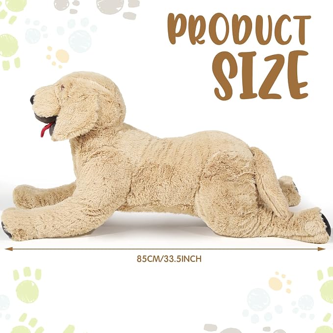 Geosar 33.5" Dog Stuffed Animals Plush, Soft Cuddly Golden Retriever Plush Toys, Large Stuffed Dog Hugging Pillow Gifts for Valentines Kids Girls Boys Birthday