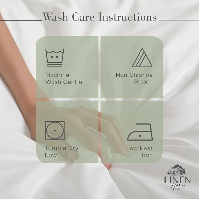 Linen Home 100% Cotton Percale Sheets Twin XL Size, Oil Green, Deep Pocket, 3 Pieces Set- 1 Flat, 1 Fitted and 1 Pillowcase, Crisp Cool and Long Staple Strong Bed Linen