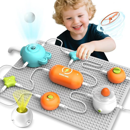 Electronic Circuit Building Blocks STEM Toy, 25PCS Modules with Fan, RGB Light & Flying Disc, 64 DIY Projects, No Soldering Tool-Free Science Kit, Educational Gift for Kids 3-12