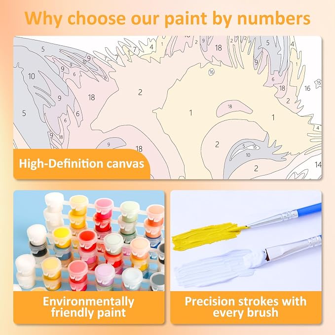 Paint by Numbers Kit for Kids with Frame, Fox Paint by Numbers for Kids Ages 4-8-12, DIY Fox Acrylic Oil Painting for Home Wall Art Decor Gift 7.8x7.8 inch (with Frame Easel)
