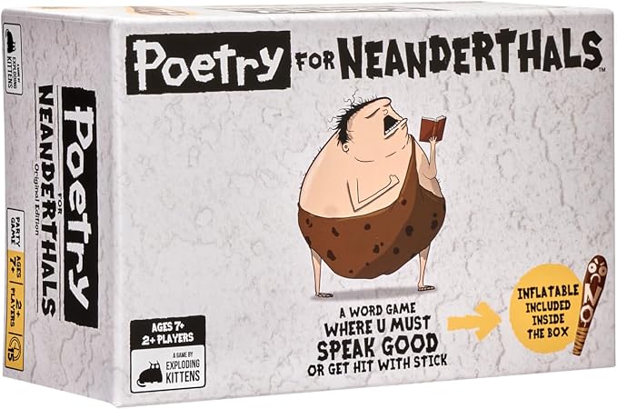 Exploding Kittens Poetry for Neanderthals 2+ Players - Ages 7+ - 15 Minutes to Play - Competitive Word Guessing Game - Party Game, Family Game Night, Kid and Adult Card Game