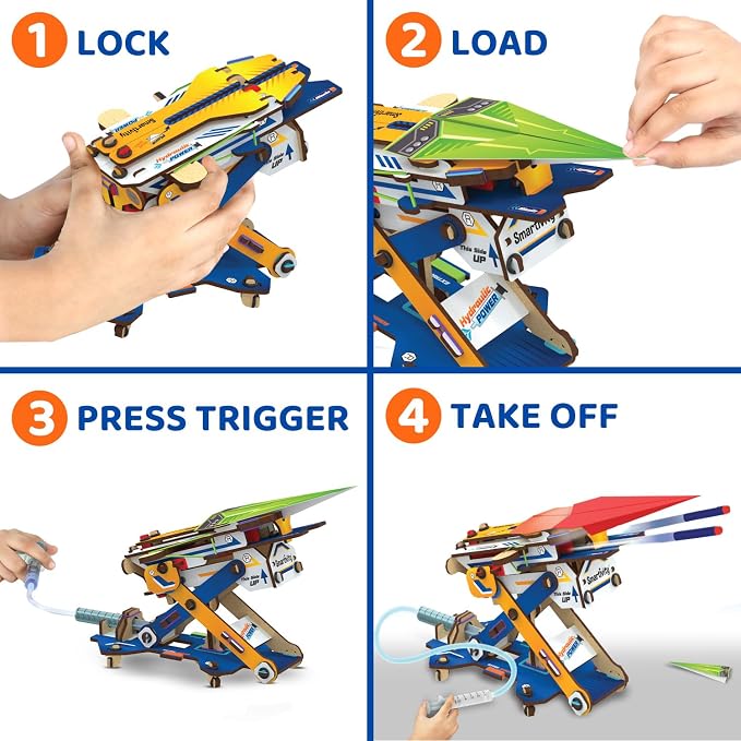 Smartivity DIY 2in1 Hydraulic Paper Airplanes & Darts Launcher STEM Toy for Kids Ages 6-14 Years I Birthday Gifts for Smart Kids | Science Kit for Boys & Girls 6, 8,10,12,14 Years Old