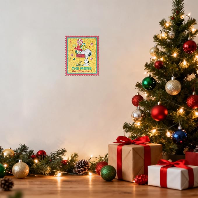 Peanuts Christmas Puzzles for Adults – Snoopy Puzzle Gift for Kids, 200 Pieces Unique Shaped Wooden Jigsaw Puzzles, 5MM Thick, Officially Licensed Merchandise – The More The Merrier, 10.9" x 12.9"