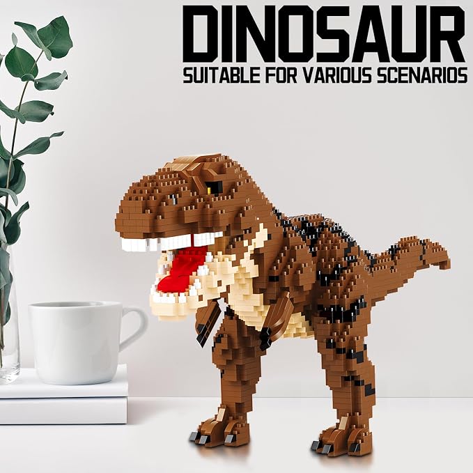 CSNRHG Dinosaur Tyrannosaurus Building Blocks Model Decor Micro Mini Blocks Toy Birthday for Age 6+ Children Adults Teens 1559 Pieces
