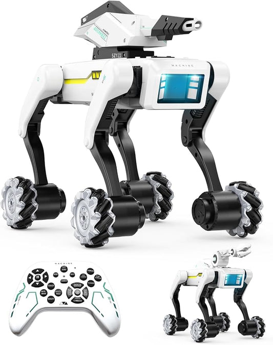 3 in 1 Robot Dog Building Kit for Kids Ages 6-12, Voice & Remote Control Robotic Pet, 30+ Bionic Actions, 25m Range, Programmable STEM Toy with Claw & Cannon