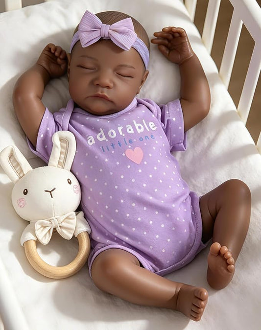 Aori Reborn Baby Dolls Black - Realistic Baby Doll Girl Black 18-inch, Real Life Soft Vinyl American Doll, Nice Gift for Kids, New-Parents, Grand-Parents, Doll Collectors