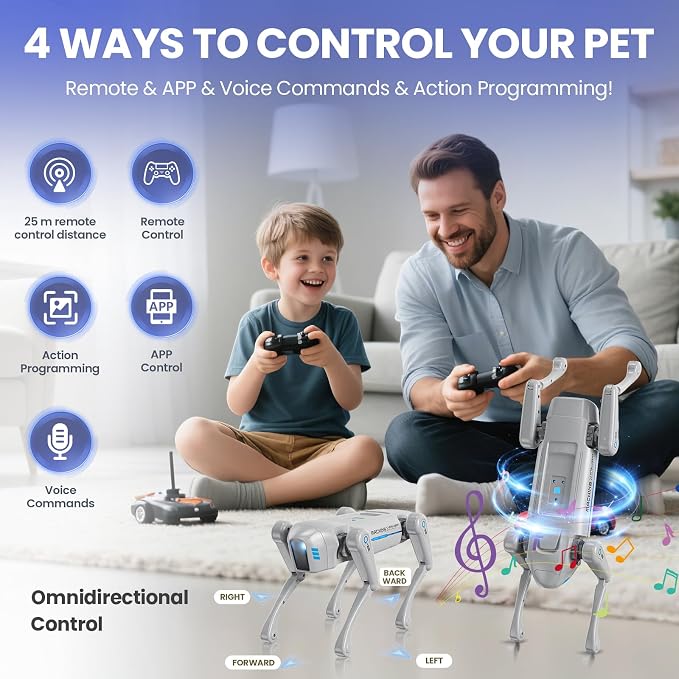 cxjoigxi Smart Robot Dog Toy, Interactive STEM Robotic Pet, Voice & Remote Control, App Programming, 30+ Actions, Bionic Walking, RC Dog Birthday Gifts for Kids Boys Girls Age 6+