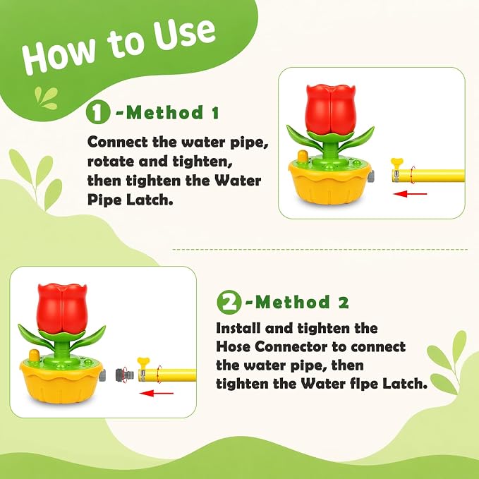 Sprinkler for Kids Outdoor Water Toys: 3 in 1 Flower Toddler Sprinkler Toy, Summer Outside Yard Water Game Toys Attaches to Garden Hose Splashing Fun Toys for 3 4 5 6 7 8 Year Old Boys Girls Gifts