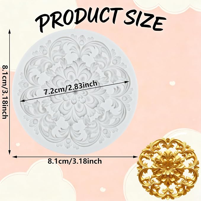 Baroque Scroll Relief Polymer Clay Molds Relief Flower Silicone Mold for DIY Craft Epoxy Resin Casting Polymer Clay Tools Crafts Air Dry Jewelry Making