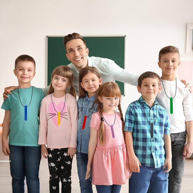 Chew Necklaces for Sensory Kids, 10 PCS Chewy Necklace Sensory Boys and Girls with Autism, SPD, ADHD, Biting, Teething Necklace Oral Chew Toys (10 Colors)