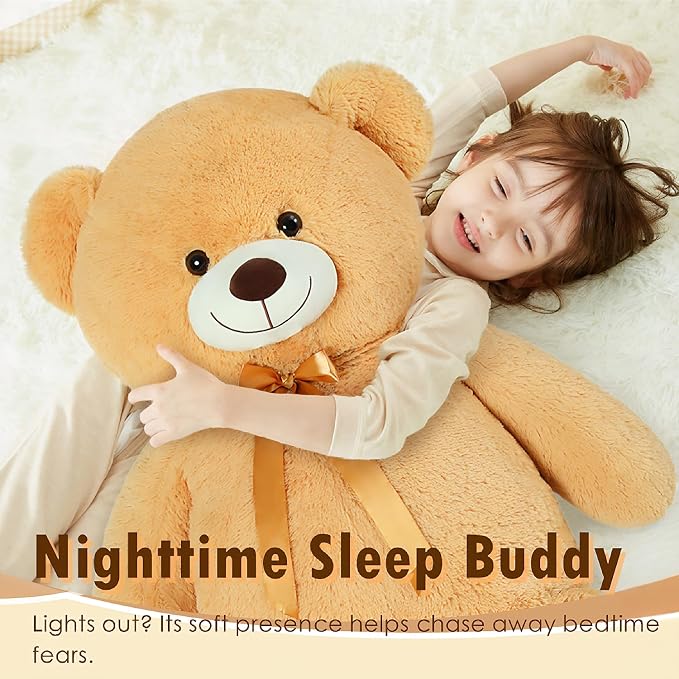 Tezituor 40 Inch Giant Teddy Bear,Large Light Brown Stuffed Animal Plush,Big Soft Cuddly Teddy Bear Plush Toy,Gift for Kids,Girls,Boys,Girlfriend,Baby Shower,Valentine’s Day,Christmas,Birthday