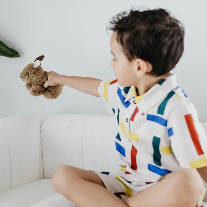 The Petting Zoo Rabbit Stuffed Animal Plushie, Gifts for Kids, Wild Onez Babiez Wildlife Animals, Brown Bunny Plush Toy 6 inches