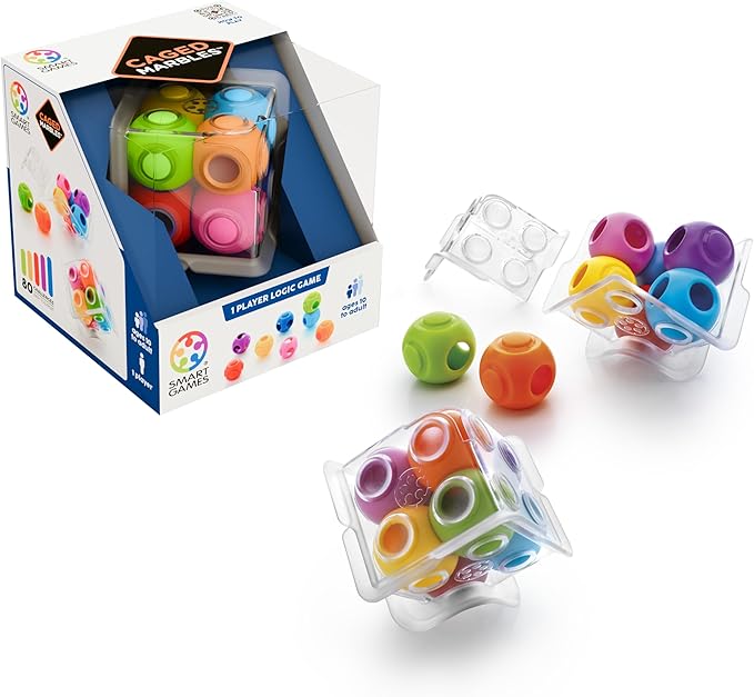 SmartGames Caged Marbles Logic Puzzle Game with 80 Challenges Brain Teaser for Ages 10+