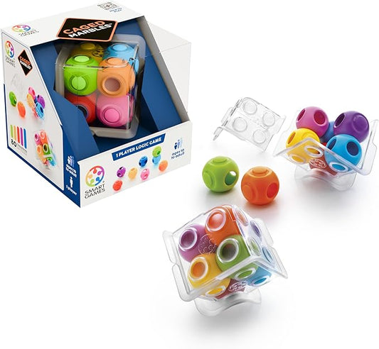 SmartGames Caged Marbles Logic Puzzle Game with 80 Challenges Brain Teaser for Ages 10+