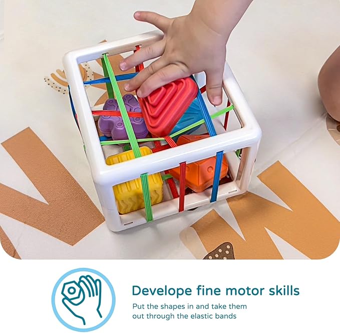 LiKee Montessori Toys for 1 Year Old Multi Sensory Shapes, Toddler Developmental Learning Birthday Gifts, Baby Toys 12+ Months (Activity Cube)