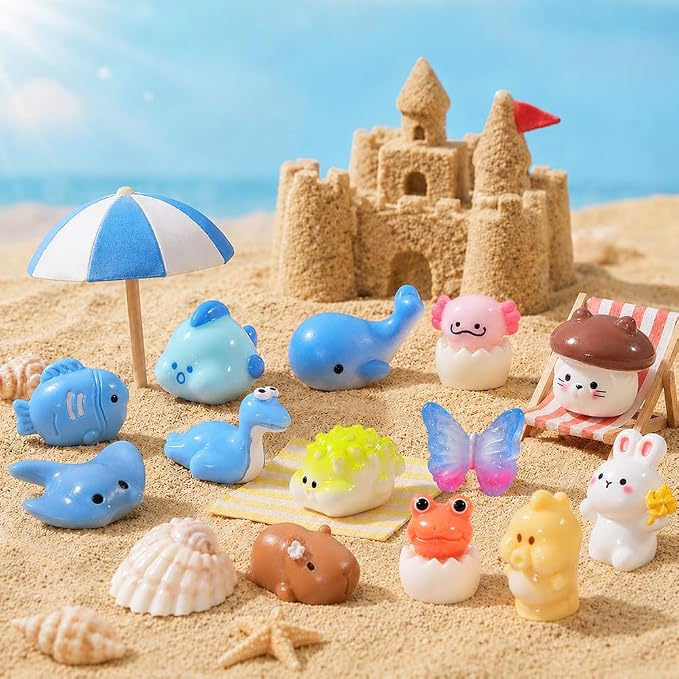 DIYDEC 68pcs Mini Resin Animal, Miniature Duck Figures to Hide Small Tiny Resin Animal Toys for Party Favors Bag Fillers Fairy Garden Dollhouse Crafts Decor