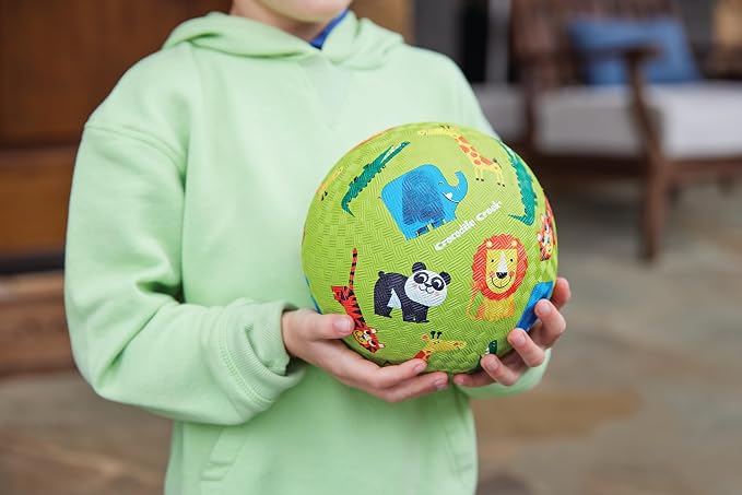 Crocodile Creek Playground Ball - Durable Rubber Ball for Kids Ages 3 and Up - Bouncy Inflatable Ball for Kickball, Indoor Games, and Outdoor Sports - PVC-Free