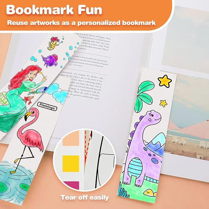 ZHOC Paint with Water Coloring Books for Kids, Pocket Mess Free Watercolor Painting Sets for Kids Ages 3 4 5 6 7 8+, Water Color Paint Set Arts and Crafts Gift for Boys Girls, 4 Pack