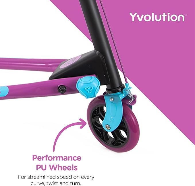 Yvolution Fliker A3 Drift Scooter, 3 Wheels Kids Wiggle Scooter, Foldable, Handbrake, Caster Wheels, for Boys and Girls Aged 7+ Years Old, Max Weight 175lbs