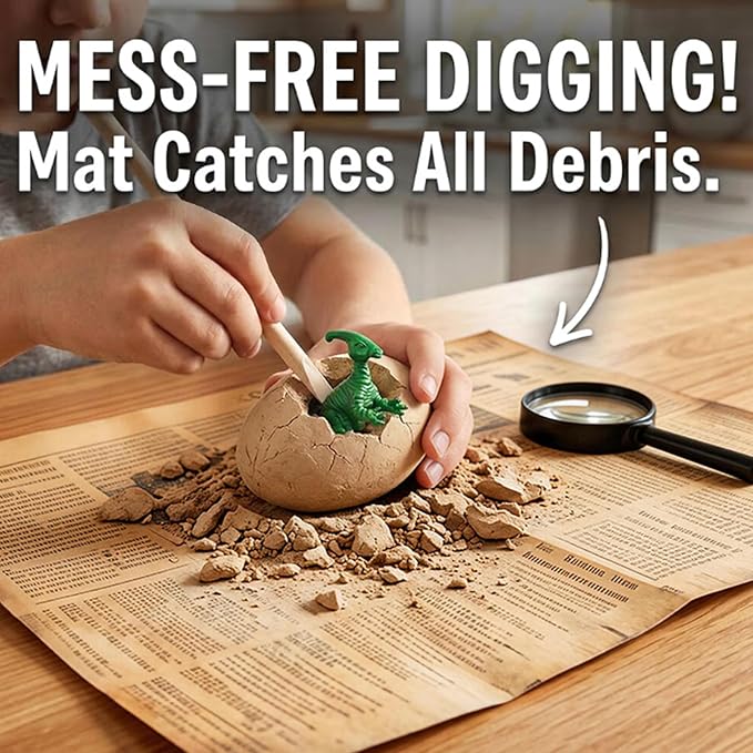 24 Dinosaur Eggs Dig Kit Toys for Kids, Dinosaur Eggs Excavation Kit with Magnifier, Easter Basket Stuffers, Science STEM Birthday Party Favors Gifts for Boys Girls Age 3 4 5 6 7 8 9 10 + Years Old