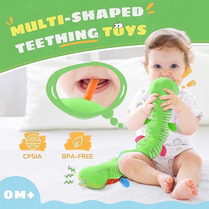 AWOTOY Baby Toys 6-12 Months Music Caterpillar,Stuffed Animals Infant Toys 0-3-6 Months,Baby Sensory Toys Tummy Time with Crinkle Rattle Teething Toys Boys Girls Gifts Birthday Shower Gifts