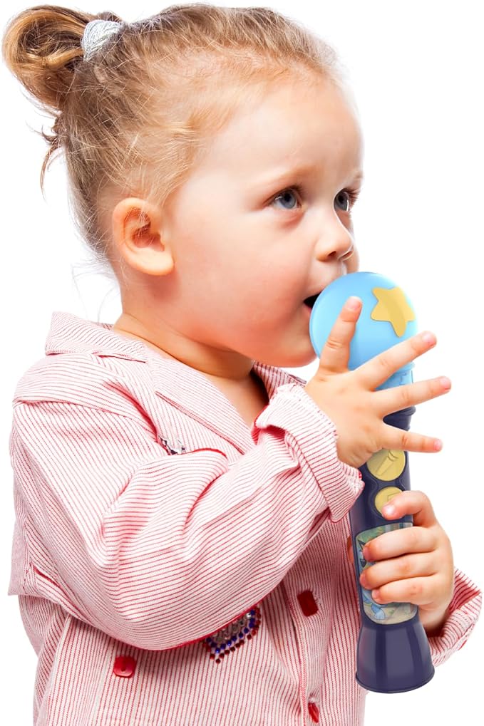 Bluey Toy Microphone for Kids, Includes Built-in Music and Lights, Ideal Toddler Toys (Bluey)