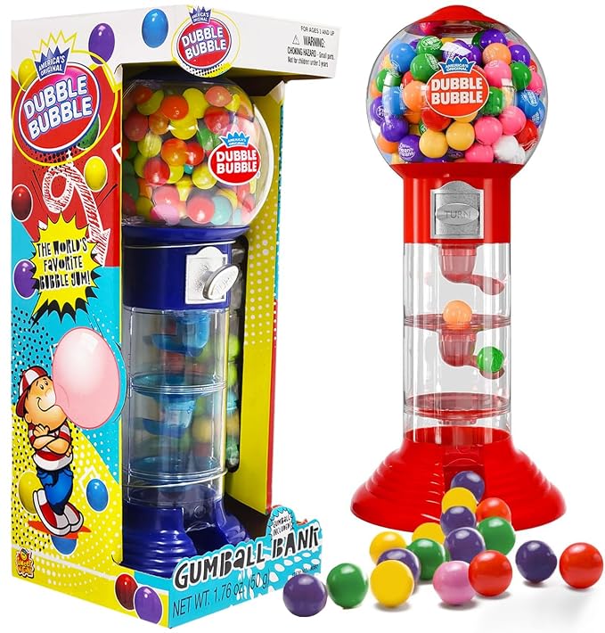 Fruidles - Coin Operated Bubble Gum Machine and Toy Bank -10.50" Inch Tall Spiral Fun Candy Machine Dispenser includes 150 Gum Balls - Great Gift Toys for Girls and Boys
