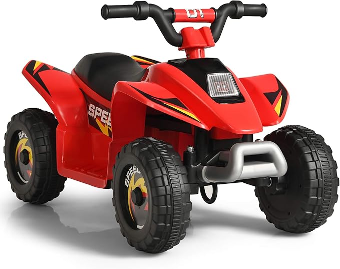 Costzon Kids ATV, 6V Battery Powered Electric Quad, Forward/Reverse Switch, Rear Wheeler Motorized Ride On Mini Vehicle Car for Toddlers Boys Girls, Ride on ATV (Red)