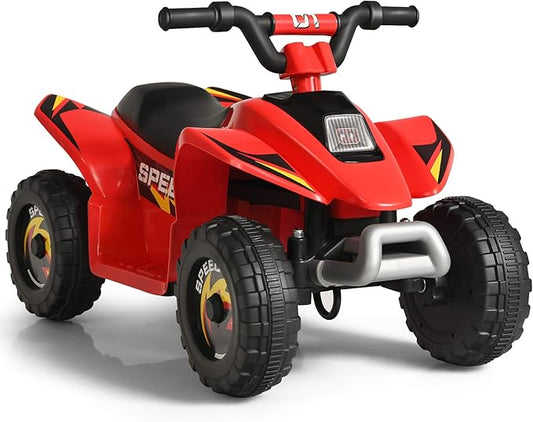 Costzon Kids ATV, 6V Battery Powered Electric Quad, Forward/Reverse Switch, Rear Wheeler Motorized Ride On Mini Vehicle Car for Toddlers Boys Girls, Ride on ATV (Red)
