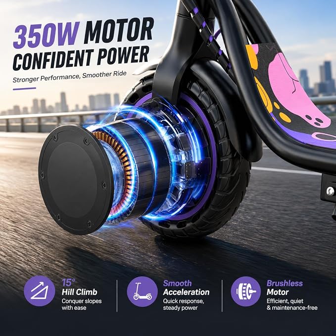 Electric Scooter for Adults, Teens & Big Kids, 350W-500W Motor, 10Mph-21 MPH & 10-28 Miles Max Range, 6.5 to 10 inch Tires, Portable Lightweight E-Scooter