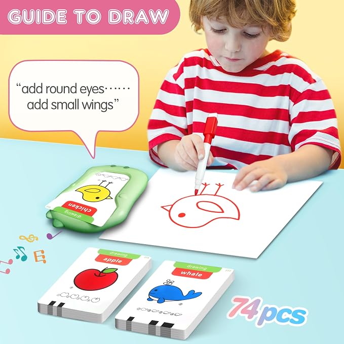Reusable Writing & Drawing Talking Flash Cards for Toddlers 2-6, 336 Words Phonics Learning Toys with 8 Color Pens, Montessori Speech Therapy Autism Sensory Toys, Educational Preschool Gifts for Kids