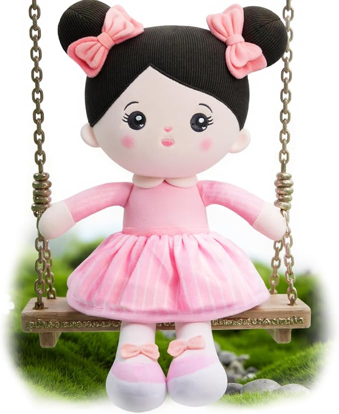 OUOZZZ 12.6" Soft Baby Doll - Toys for 1 Year Old Girl, Ideal Birthday Baby Girl Gift, Snuggle Buddy for Infants Asian Black Hair