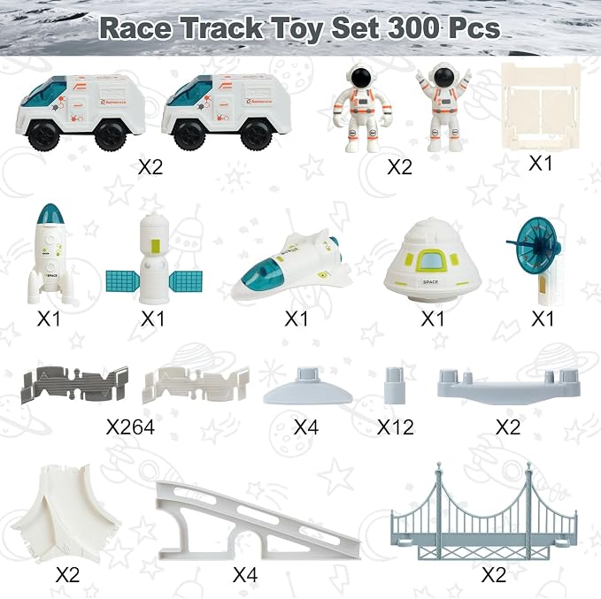 BEMITON Race Track Toy for Kids - Best Birthday Gift for 3 4 5 6 7 Year Old Boys, 290+ PCS DIY Flexible Track Playset, Creative Building Toys